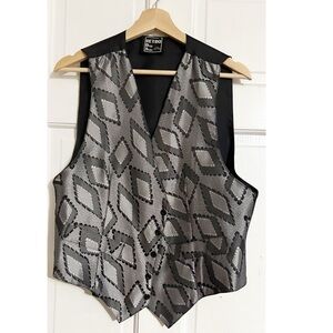 Retro Designs Black Print Mens Vest Sz S